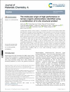 The molecular origin of high performance in ternary organic photovoltaics identified using a combination of in situ structural probes