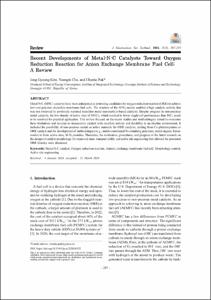 Recent Developments of Metal-N-C Catalysts Toward Oxygen Reduction Reaction for Anion Exchange Membrane Fuel Cell: A Review