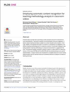 Employing automatic content recognition for teaching methodology analysis in classroom videos
