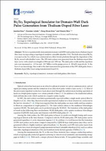 Bi2Te3 topological insulator for domain-wall dark pulse generation from thulium-doped fiber laser