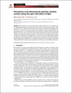 Revealing a one-dimensional optically cloaked surface using the spin Hall effect of light
