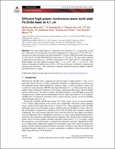 Efficient high-power continuous-wave multi-slab Fe:ZnSe laser at 4.1 µm