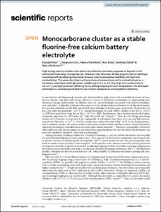 Monocarborane cluster as a stable fluorine-free calcium battery electrolyte