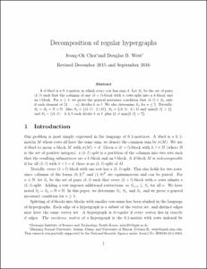 Decomposition of regular hypergraphs