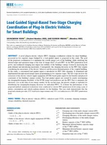 Load Guided Signal-Based Two-Stage Charging Coordination of Plug-In Electric Vehicles for Smart Buildings