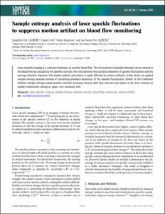 Sample entropy analysis of laser speckle fluctuations to suppress motion artifact on blood flow monitoring