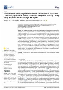 Identification of Phytoplankton-Based Production of the Clam Corbicula japonica in a Low-Turbidity Temperate Estuary Using Fatty Acid and Stable Isotope Analyses