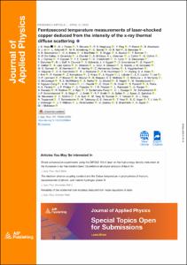 Femtosecond temperature measurements of laser-shocked copper deduced from the intensity of the x-ray thermal diffuse scattering