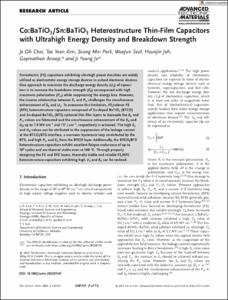 Co:BaTiO3/Sn:BaTiO3 Heterostructure Thin-Film Capacitors with Ultrahigh Energy Density and Breakdown Strength