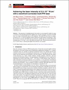 Achieving the laser intensity of 5.5x10(22) W/cm(2) with a wavefront-corrected multi-PW laser