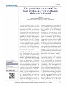 Can gamma entrainment of the brain rhythms prevent or alleviate Alzheimer's disease?