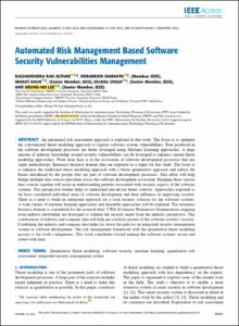 Automated Risk Management based Software Security Vulnerabilities Management