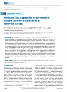 Minimum EVCS Aggregation Requirements for Reliable Customer Baseline Load in Electricity Markets