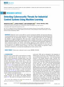 Detecting Cybersecurity Threats for Industrial Control Systems using Machine Learning
