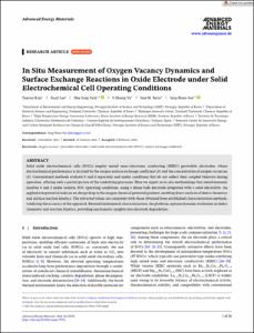 In Situ Measurement of Oxygen Vacancy Dynamics and Surface Exchange Reactions in Oxide Electrode under Solid Electrochemical Cell Operating Conditions