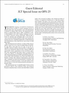 Guest Editorial JLT Special Issue on OFS-25