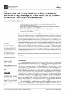 Identification and Toxicity Prediction of Biotransformation Molecules of Organophosphate Flame Retardants by Microbial Reactions in a Wastewater Treatment Plant