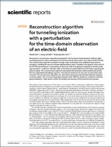 Reconstruction algorithm for tunneling ionization with a perturbation for the time-domain observation of an electric-field