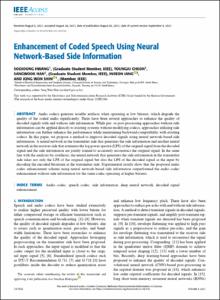 Enhancement of Coded Speech Using Neural Network-Based Side Information