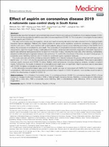 Effect of aspirin on coronavirus disease 2019 A nationwide case-control study in South Korea