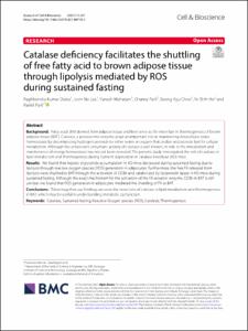 Catalase deficiency facilitates the shuttling of free fatty acid to brown adipose tissue through lipolysis mediated by ROS during sustained fasting