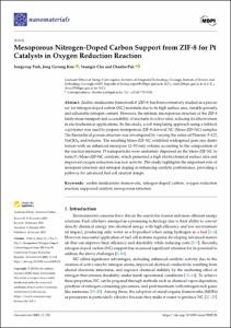 Mesoporous Nitrogen-Doped Carbon Support from ZIF-8 for Pt Catalysts in Oxygen Reduction Reaction