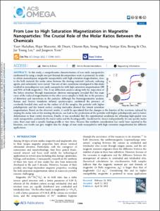 From Low to High Saturation Magnetization in Magnetite Nanoparticles: The Crucial Role of the Molar Ratios Between the Chemicals