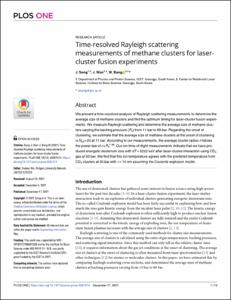 Time-resolved Rayleigh scattering measurements of methane clusters for laser-cluster fusion experiments