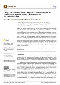 Energy Curtailment Scheduling MILP Formulation for an Islanded Microgrid with High Penetration of Renewable Energy