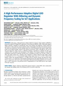 A High Performance Adaptive Digital LDO Regulator With Dithering and Dynamic Frequency Scaling for IoT Applications
