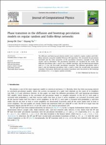 Phase transition in the diffusion and bootstrap percolation models on regular random and Erdős-Rényi networks