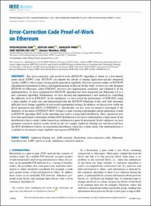 Error-Correction Code Proof-of-Work on Ethereum