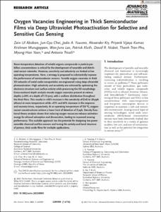 Oxygen Vacancies Engineering in Thick Semiconductor Films via Deep Ultraviolet Photoactivation for Selective and Sensitive Gas Sensing
