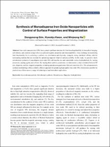 Synthesis of Monodisperse Iron Oxide Nanoparticles with Control of Surface Properties and Magnetization
