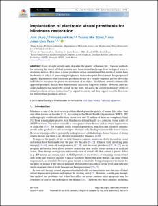 Implantation of electronic visual prosthesis for blindness restoration