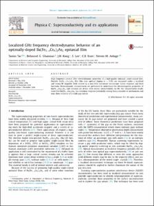 Localized GHz frequency electrodynamic behavior of an optimally-doped Ba(Fe1-xCox)(2)As-2 epitaxial film