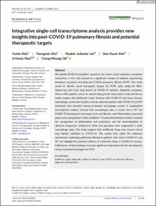 Integrative single‐cell transcriptome analysis provides new insights into post‐COVID‐19 pulmonary fibrosis and potential therapeutic targets