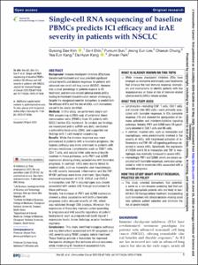 Single-cell RNA sequencing of baseline PBMCs predicts ICI efficacy and irAE severity in patients with NSCLC