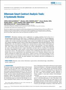 Ethereum Smart Contract Analysis Tools: A Systematic Review