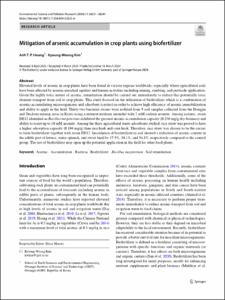 Mitigation of arsenic accumulation in crop plants using biofertilizer