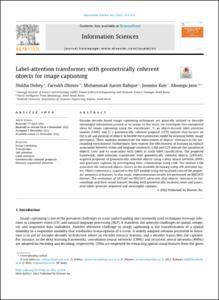 Label-attention transformer with geometrically coherent objects for image captioning