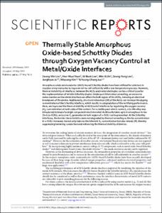 Thermally Stable Amorphous Oxide-based Schottky Diodes through Oxygen Vacancy Control at Metal/Oxide Interfaces