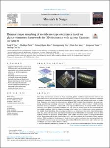 Thermal shape morphing of membrane-type electronics based on plastic-elastomer frameworks for 3D electronics with various Gaussian curvatures