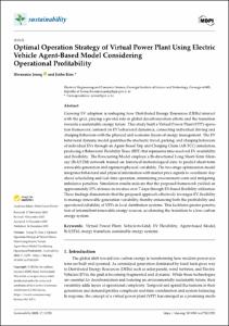 Optimal Operation Strategy of Virtual Power Plant Using Electric Vehicle Agent-Based Model Considering Operational Profitability