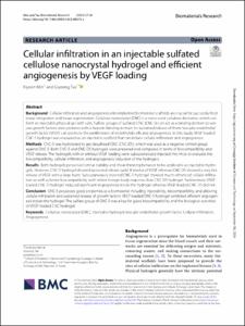 Cellular infiltration in an injectable sulfated cellulose nanocrystal hydrogel and efficient angiogenesis by VEGF loading