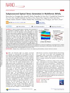 Subpicosecond Optical Stress Generation in Multiferroic BiFeO3