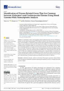 Identification of disease-related genes that are common between alzheimer's and cardiovascular disease using blood genome-wide transcriptome analysis