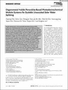 Organometal Halide Perovskite‐Based Photoelectrochemical Module Systems for Scalable Unassisted Solar Water Splitting
