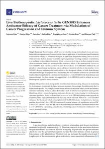 Live Biotherapeutic Lactococcus lactis GEN3013 Enhances Antitumor Efficacy of Cancer Treatment via Modulation of Cancer Progression and Immune System