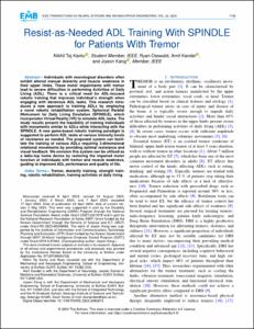 Resist-as-Needed ADL Training With SPINDLE for Patients With Tremor